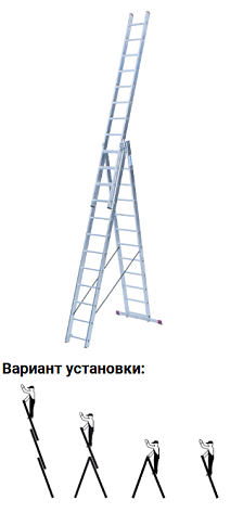 Лестница трехсекционная 3 х12 ступеней CORDA (гарантия 2 года) 