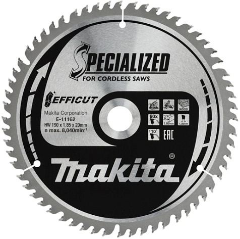 Диск по дереву 190х60х20 Makita EFFICUT 10°