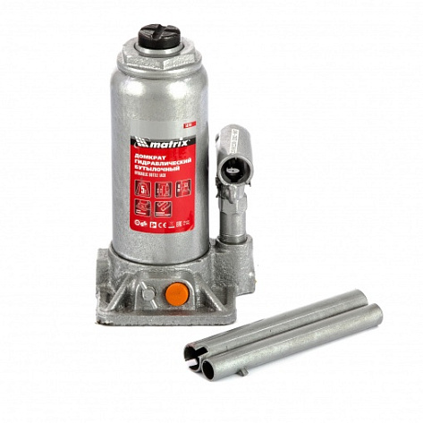 Домкрат гидрав. бутыл.   5т (197-382мм) MATRIX (Сталь коррозийностойкая)