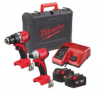 Набор инструментов Milwaukee M18 BLCPP2A-402C (шуруповерт, винтоверт, 2х5,0чА, ЗУ, кейс)