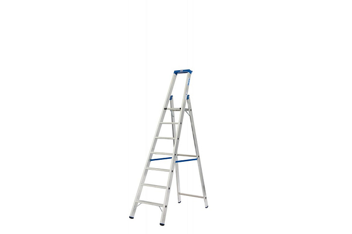 Стремянка  7 ступеней (1,65м) алюминиевая, лоток, крюк STABILO (гарантия 10 лет)