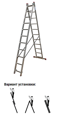Лестница двухсекционная 2 х11 ступеней (6,20м*3,10м) CORDA (гарантия 2 года)