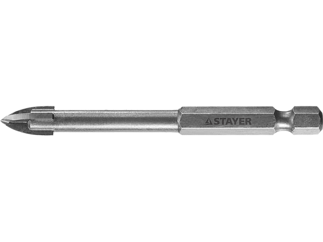 Сверло  3х65мм по кафелю, керамике, стеклу, 4 режущих лезвия, 1/4" Stayer PROFESSIONAL