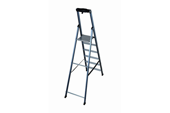 Стремянка  6 ступеней (1,30м) алюминиевая, лоток, крюк, анодиров. покрытие, ступени 80мм MONTO SePro S (гарантия 5 лет)