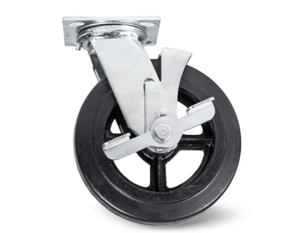 Колесо большегрузное поворотное тормоз резиновое TOR (SCd 55) 125мм