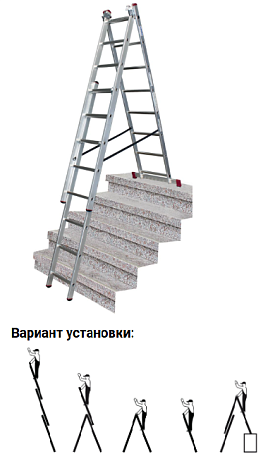 Лестница трехсекционная 3 х 8 ступеней (5,4м*2,25м) CORDA