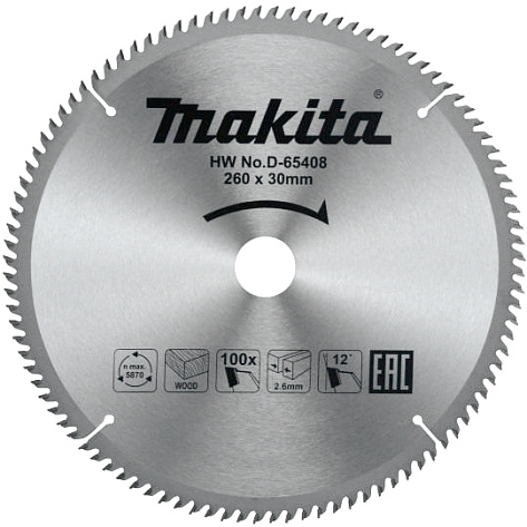 Диск по дереву 260х100х30 Makita STANDARD 12°