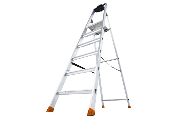 Стремянка  6 ступеней (1,30м) алюминиевая, лоток, крюк MONTO Solido (гарантия 5 лет)