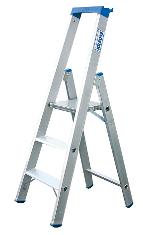 Стремянка  4 ступени (0,95м) алюминиевая, лоток, крюк STABILO (гарантия 10 лет)