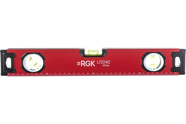 Уровень магнитный  400мм RGK U5040 (3 колбы, линейка, точность 0.5 мм/м, толщина металла 1.1 мм)