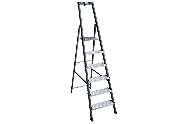 Стремянка  6 ступеней (1,25м) алюминиевая, лоток, крюк, анодиров. покрытие, степени 125мм MONTO Securo (гарантия 5 лет)