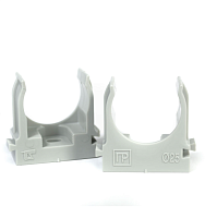 Клипса для трубы d-25мм под пистолет (цвет серый) Промрукав (100шт. в уп.)