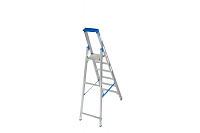 Стремянка  6 ступеней (1,40м) алюминиевая, лоток, крюк STABILO (гарантия 10 лет)