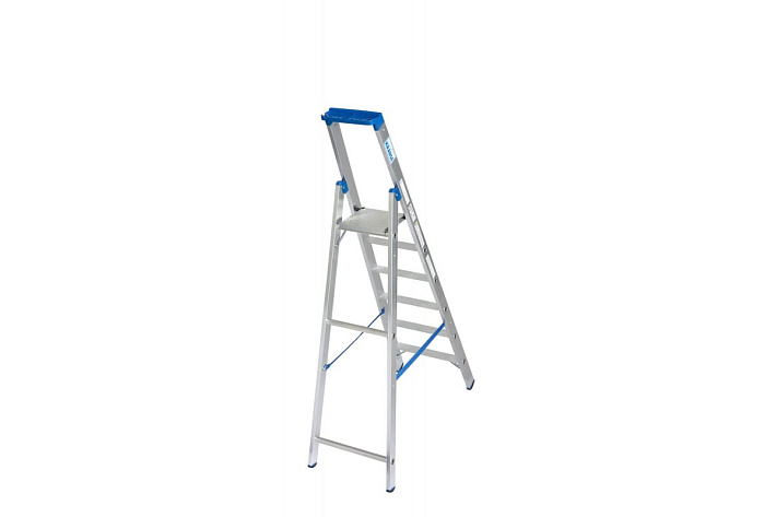 Стремянка  6 ступеней (1,40м) алюминиевая, лоток, крюк STABILO (гарантия 10 лет)