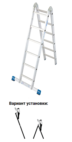 Лестница двухсекционная 2 х 6 ступеней (4,40м*1,80м) STABILO (гарантия 10лет)