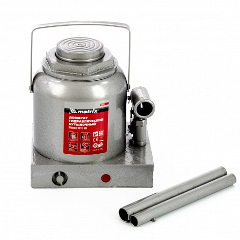 Домкрат гидрав. бутыл.  50т (236-356мм) MATRIX (Сталь коррозийностойкая)