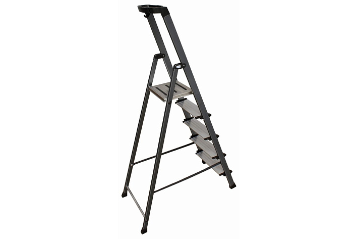 Стремянка  5 ступеней (1,05м) алюминиевая, лоток, крюк, анодиров. покрытие, степени 125мм MONTO Securo (гарантия 5 лет)