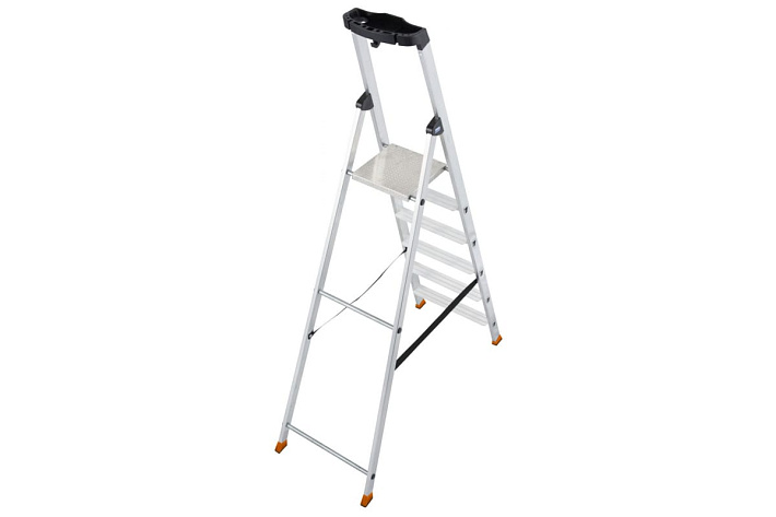 Стремянка  6 ступеней (1,30м) алюминиевая, лоток, крюк MONTO Solido (гарантия 5 лет)