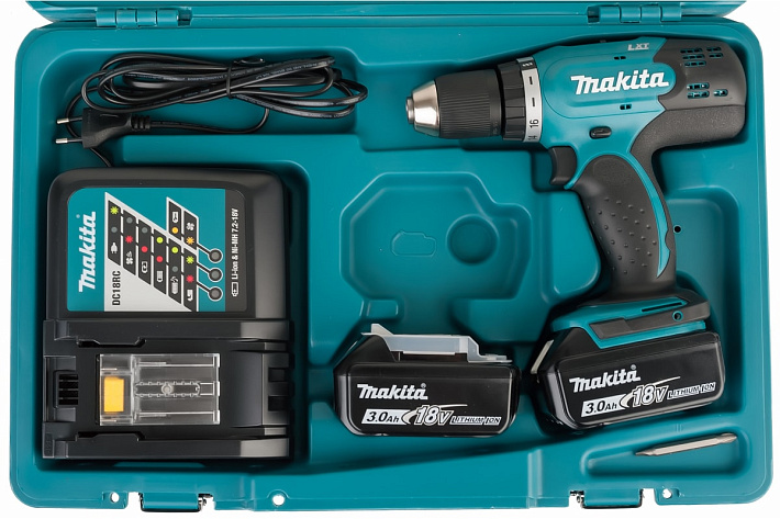 Дрель аккумуляторная Makita DDF453RFE (42Нм, 18В, 2х3,0Ач, ЗУ)