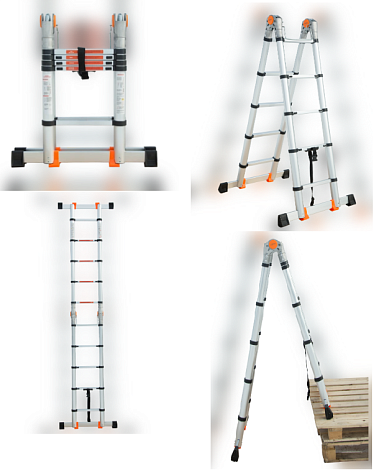 Лестница телескопическая шарнирная 2 х 5 ступеней (3,20*0,85м) 