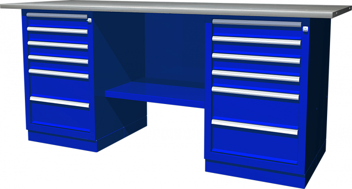 Верстак двухтумбовый (2 тумбы 6 ящиков) OWB2-66 OMBRA 1900х686х820