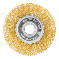 Щетка для УШМ, 125 мм, посадка 22,2 мм, плоская, латунированная витая проволока Matrix