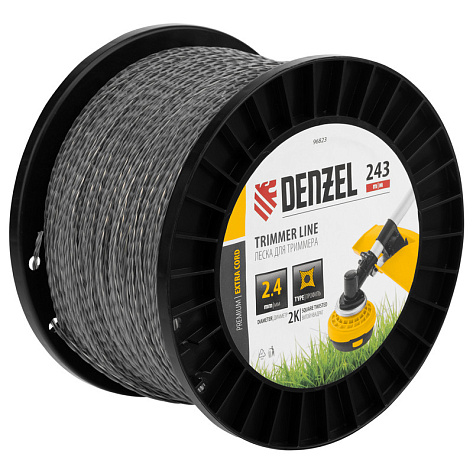 Леска 2,4мм х243м квадрат Denzel EXTRA CORD (витой двухкомпонентный)