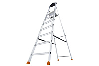 Стремянка  7 ступеней (1,50м) алюминиевая, лоток, крюк, ступени 80мм MONTO Solido (гарантия 5 лет)