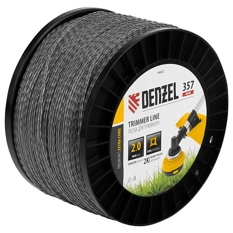 Леска 2,0мм х357,0м квадрат витой двухкомпонентный Denzel EXTRA CORD на DIN катушке 