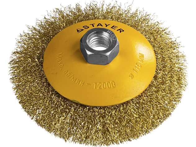 Щетка для УШМ коническая d115хМ14мм STAYER "PROFESSIONAL" латунь