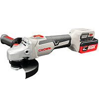 Угловая шлифовальная машина аккумуляторная  20В, d125 (1х4,0Ач, ЗУ, кейс) б/щ CROWN CT23028-125HX-4S