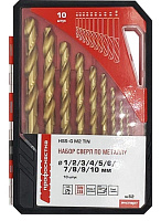 Набор сверл 10шт (1,0-10мм) HSS-TiN Профоснастка