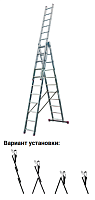 Лестница трехсекционная  6,45м 3 х 11м CORDA (гарантия 2 года)