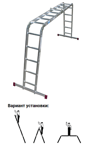 Лестница-трансформер 4 х 5 ступеней  5-4-4-5  CORDA (гарантия 2 года)