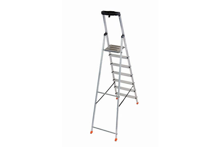 Стремянка  8 ступеней (1,70м) алюминиевая, лоток, крюк, ступени 80мм MONTO Safety (гарантия 5 лет)