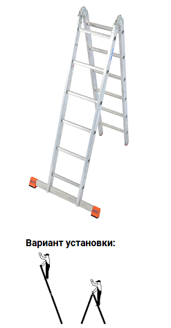 Лестница двухсекционная 2 х 6 ступеней (4,40м*1,80м) MONTO TriMatic (гарантия 5 года)