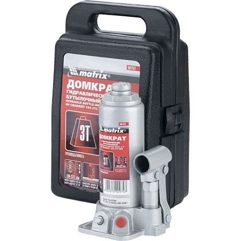 Домкрат гидрав. бутыл.   3т (194-372мм) MATRIX (кейс)