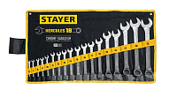 Набор ключей комбинированных  6-32мм (18шт) STAYER HERCULES в тканевой скрутке