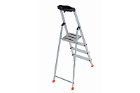 Стремянка  4 ступени (0,85м) алюминиевая, лоток, крюк, ступени 80мм MONTO Safety  (гарантия 5 лет)
