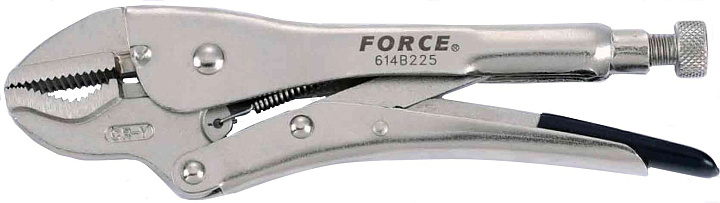 Клещи зажимные 225мм  с изогнутыми губками FORCE