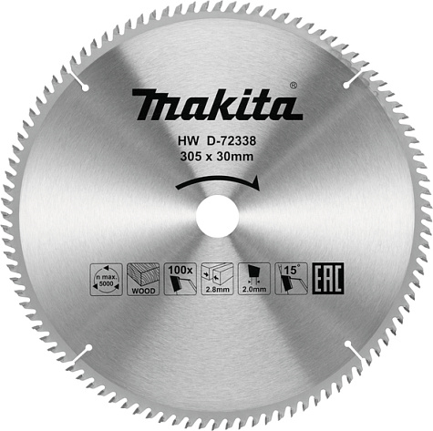 Диск по дереву 305х100х30 Makita STANDARD 15°