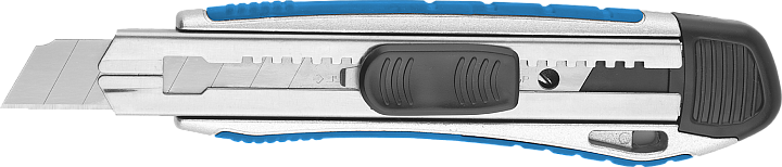 Нож 18мм ЗУБР ПРОФЕССИОНАЛ металлический обрезиненный с автофиксацией + доп. фиксатор