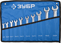 Набор ключей гаечных двусторонних  6-24мм (10шт) ЗУБР ПРОФЕССИОНАЛ в тканевой скрутке