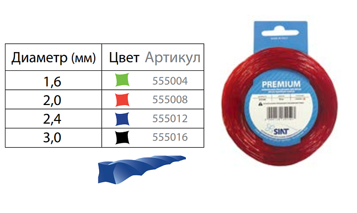 Леска 2,0мм х 15,0м квадрат крученый PREMIUM SIAT 