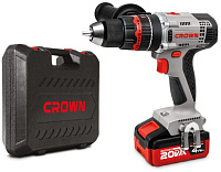 Шуруповерт аккумуляторный CROWN CT21075HMX-4 BMC (20В, 2х4,0Ач) (60Нм) ударный
