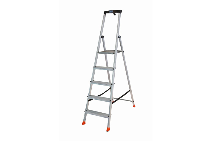 Стремянка  5 ступеней (1,05м) алюминиевая, лоток, крюк, ступени 80мм MONTO Safety (гарантия 5 лет)