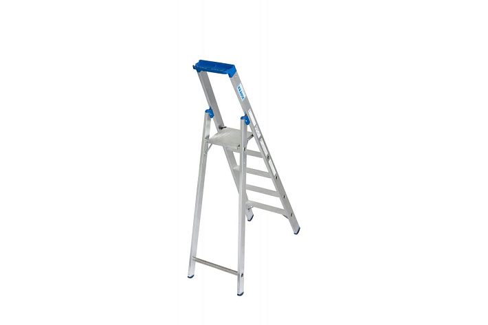Стремянка  5 ступеней (1,20м) алюминиевая, лоток, крюк STABILO (гарантия 10 лет)
