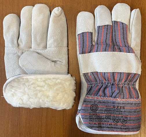 Перчатки спилковые р-р10 ЗИМА комбинированные Ангара ПРЕМИУМ