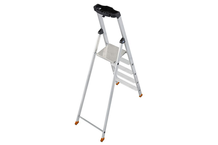 Стремянка  5 ступеней (1,05м) алюминиевая, лоток, крюк, ступени 80мм MONTO Solido (гарантия 5 лет)