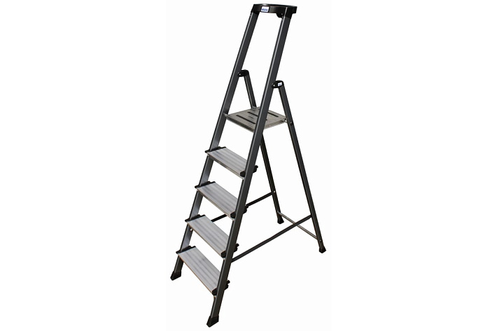 Стремянка  5 ступеней (1,05м) алюминиевая, лоток, крюк, анодиров. покрытие, степени 125мм MONTO Securo (гарантия 5 лет)